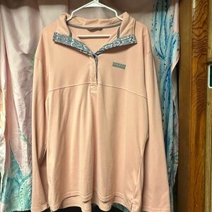 Simply Southern Peach Pullover with Snakeskin Trim